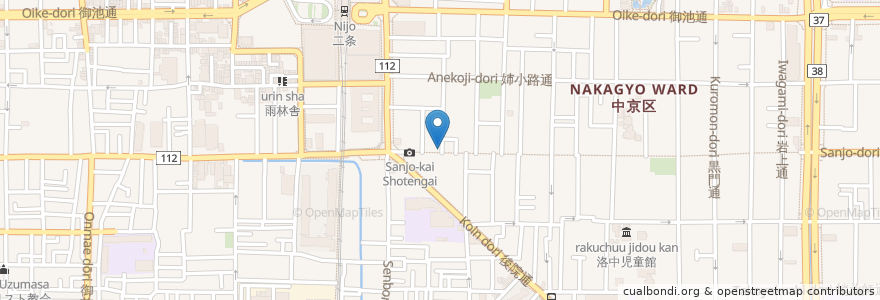 Mapa de ubicacion de 15時三条スタンド たけ屋 en اليابان, 京都府, 京都市, 中京区.