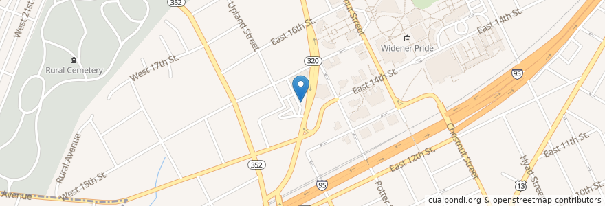 Mapa de ubicacion de TD Bank en 미국, 펜실베이니아, Delaware County, Chester.