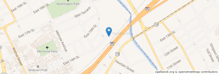 Mapa de ubicacion de Maggie May's Campus Pub en 미국, 펜실베이니아, Delaware County.