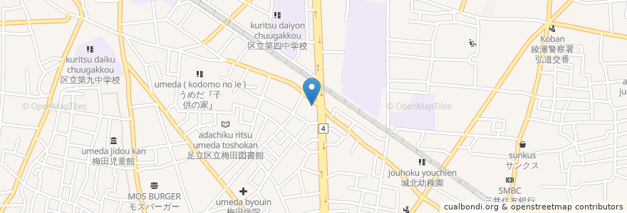 Mapa de ubicacion de 中華料理 太鼓番 en Giappone, Tokyo, 足立区.