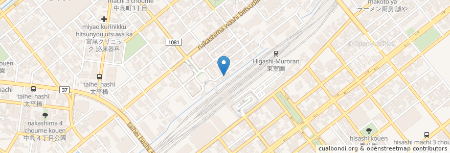 Mapa de ubicacion de ポッポ屋 en Japonya, 北海道, 胆振総合振興局, 室蘭市.