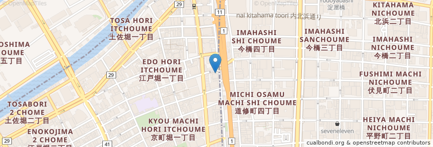 Mapa de ubicacion de はりまや en 日本, 大阪府, 大阪市, 北区, 西区.