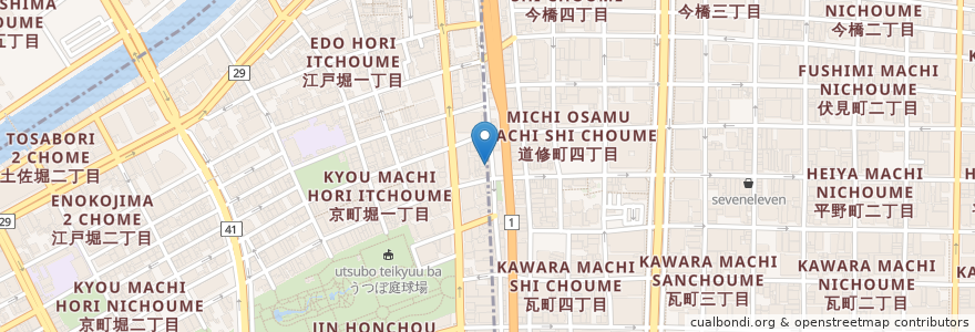 Mapa de ubicacion de キャンディ en Japan, 大阪府, Osaka, 中央区.
