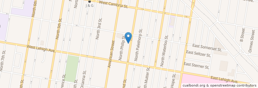 Mapa de ubicacion de Church of the Living God Strawberry Mansion/Kensington en États-Unis D'Amérique, Pennsylvanie, Philadelphia County, Philadelphia.