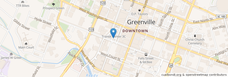 Mapa de ubicacion de Greenlink Transfer Center en Stati Uniti D'America, Carolina Del Sud, Greenville County, Greenville.