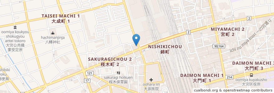 Mapa de ubicacion de すき家 en Jepun, 埼玉県, さいたま市, 大宮区.