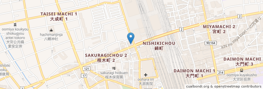 Mapa de ubicacion de 埼玉県信用金庫大宮西支店 en Japon, Préfecture De Saitama, さいたま市, 大宮区.