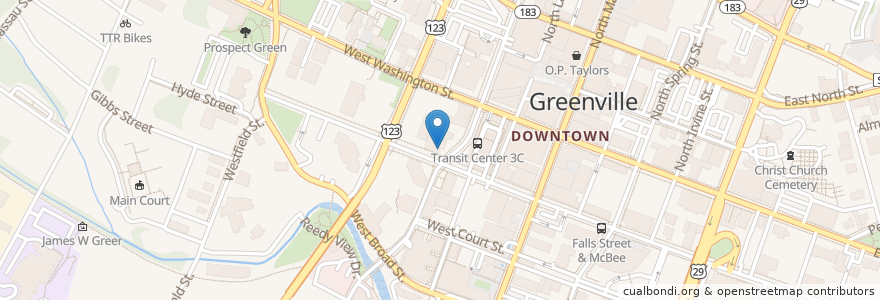 Mapa de ubicacion de AWHS Architects en Amerika Birleşik Devletleri, Güney Karolina, Greenville County, Greenville.