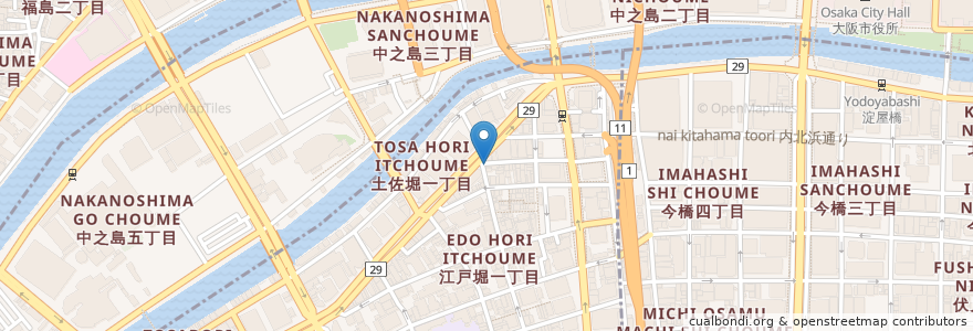 Mapa de ubicacion de 19 20 en 日本, 大阪府, 大阪市, 北区, 西区.