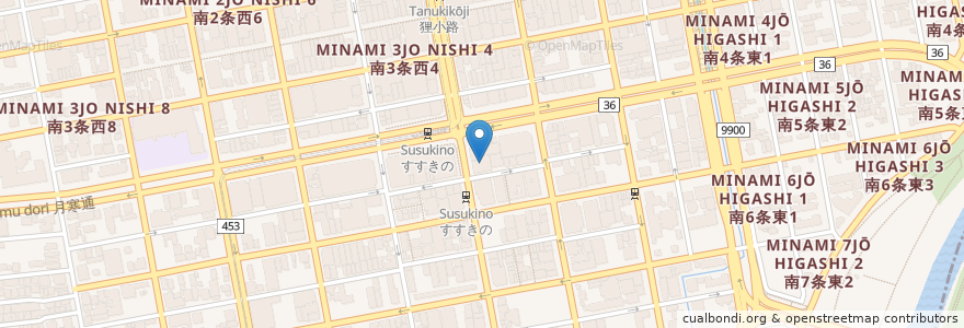 Mapa de ubicacion de Fuji屋 en Japón, Prefectura De Hokkaidō, 石狩振興局, Sapporo, 中央区.