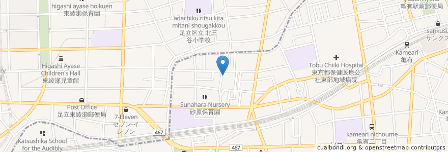 Mapa de ubicacion de 高木神社 en Jepun, 東京都, 足立区.