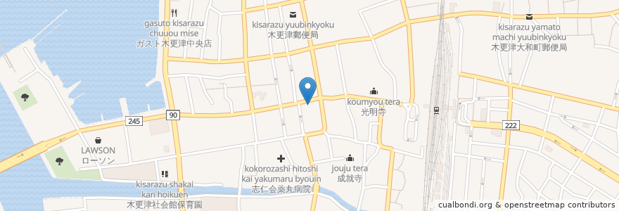 Mapa de ubicacion de アポロ薬局 en 日本, 千葉県, 木更津市.