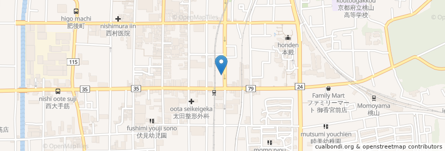 Mapa de ubicacion de おがわ医院 en Giappone, Prefettura Di Kyoto, Kyoto, 伏見区.