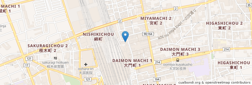 Mapa de ubicacion de パチンコセントラルホール en 日本, 埼玉县, 埼玉市, 大宮区.