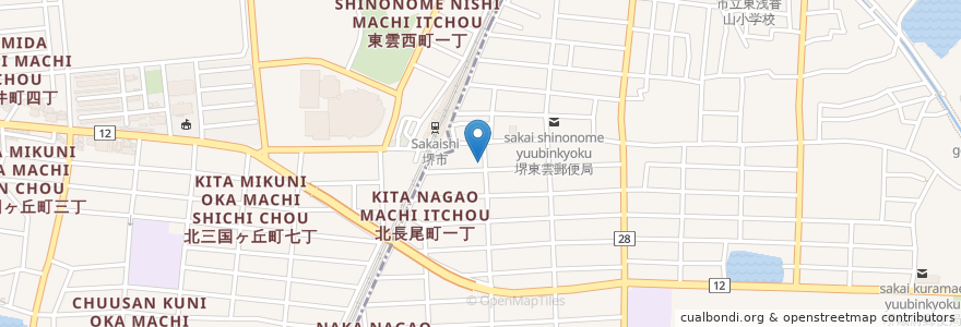 Mapa de ubicacion de 食堂 木の実 en Jepun, 大阪府, 堺市.