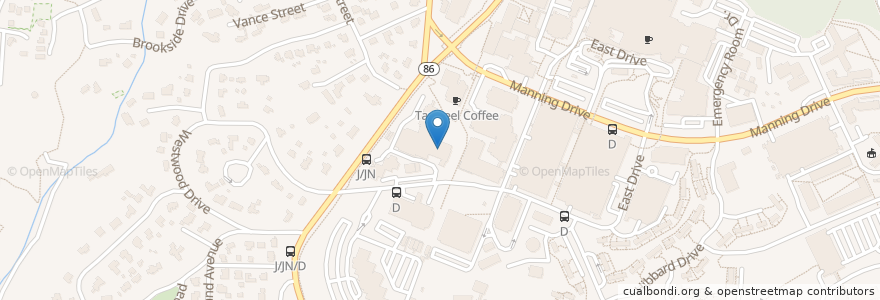 Mapa de ubicacion de Taylor Hall en Verenigde Staten, North Carolina, Orange County, Chapel Hill.