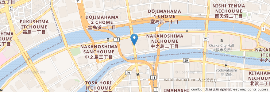 Mapa de ubicacion de キッチンジロー en Japan, Präfektur Osaka, 大阪市, 北区.