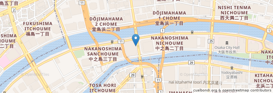 Mapa de ubicacion de 魚がし日本一 en Japan, Präfektur Osaka, 大阪市, 北区.