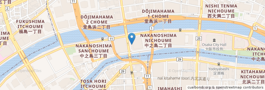 Mapa de ubicacion de HUB中之島フェスティバルプラザ店 en Japan, Präfektur Osaka, 大阪市, 北区.