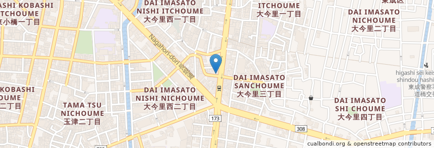 Mapa de ubicacion de 焼き鳥のさくら en Япония, Осака, 大阪市, 東成区.
