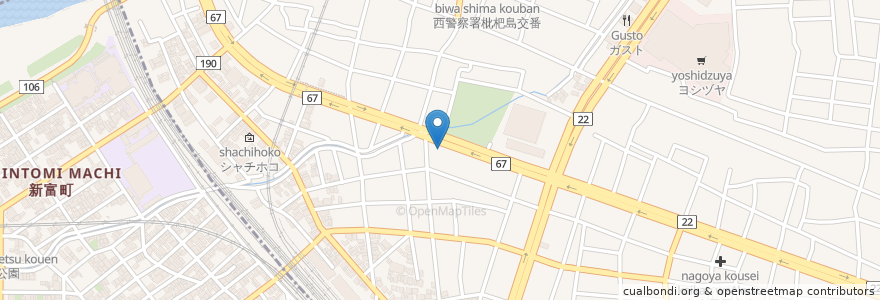 Mapa de ubicacion de 高木医院 en Japonya, 愛知県, 名古屋市, 西区.