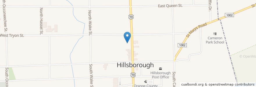 Mapa de ubicacion de Hillsborough Police Station en Соединённые Штаты Америки, Северная Каролина, Orange County, Hillsborough.