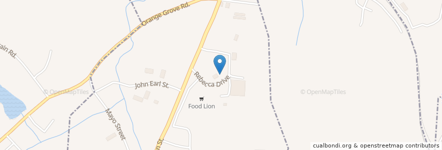 Mapa de ubicacion de Jacks Restaurant en アメリカ合衆国, ノースカロライナ州, Orange County, Hillsborough.