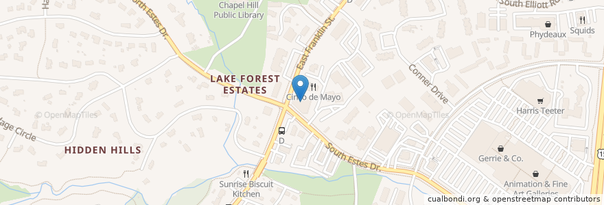 Mapa de ubicacion de Walgreens en アメリカ合衆国, ノースカロライナ州, Orange County, Chapel Hill.