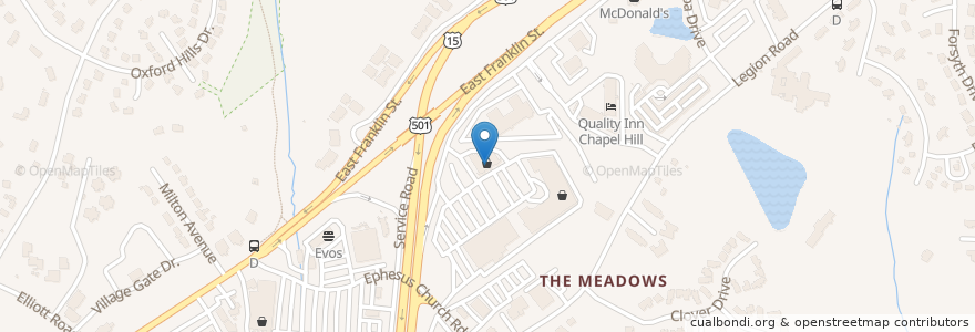Mapa de ubicacion de Monterrey en 미국, 노스캐롤라이나, Orange County, Chapel Hill.