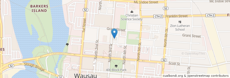 Mapa de ubicacion de Food Bar by Downtown Grocery en ایالات متحده آمریکا, ویسکانسین, Marathon County, Wausau.