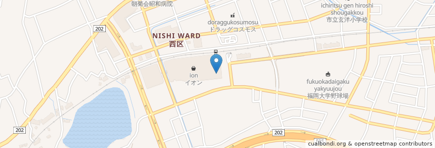 Mapa de ubicacion de ラーメン く〜た en Japon, Préfecture De Fukuoka, 福岡市, 西区.