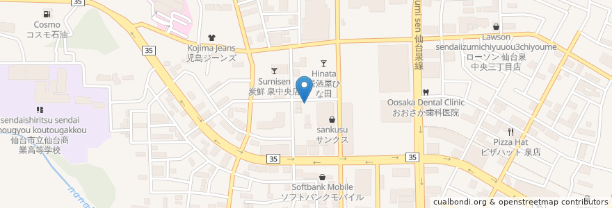 Mapa de ubicacion de ライフ調剤薬局 泉中央店 en Jepun, 宮城県, 仙台市, 泉区.