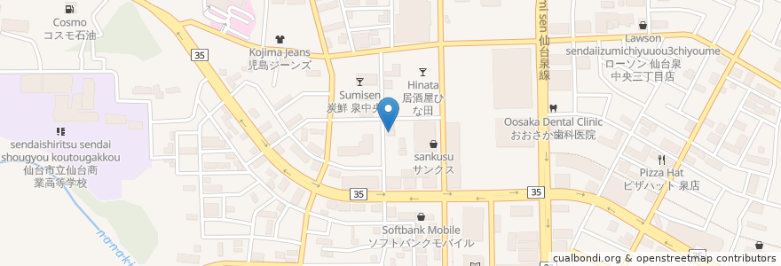 Mapa de ubicacion de 養老乃瀧 泉店 en Япония, Мияги, 仙台市, 泉区.