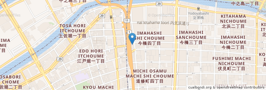 Mapa de ubicacion de 上海亭 en Japon, Préfecture D'Osaka, 大阪市, 中央区, 北区.