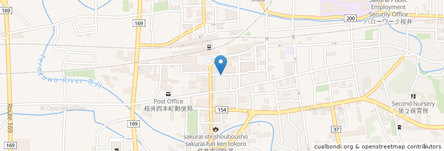 Mapa de ubicacion de 寿司一 en اليابان, 奈良県, 桜井市.