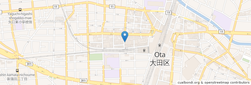 Mapa de ubicacion de 山田うどん en Япония, Токио, Ота.