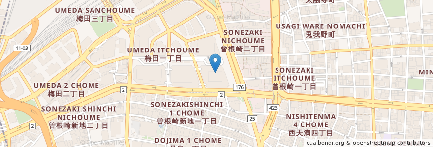 Mapa de ubicacion de 新・酒場なじみ野 en 일본, 오사카부, 오사카, 기타구.