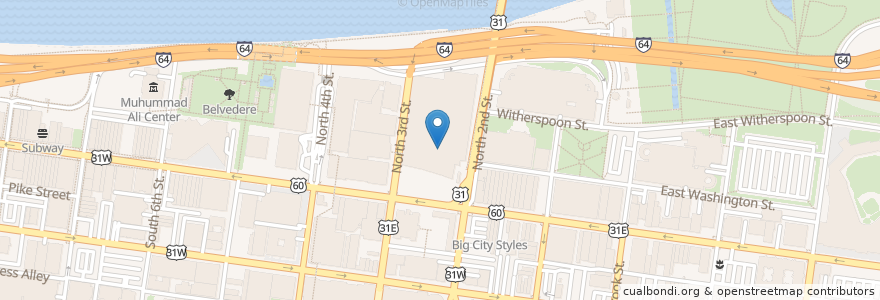 Mapa de ubicacion de Papa John's Counter en United States, Kentucky, Jefferson County, Louisville.