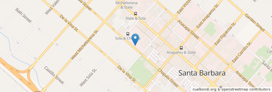 Mapa de ubicacion de Big Eye Raw Bar en United States, California, Santa Barbara County, Santa Barbara.
