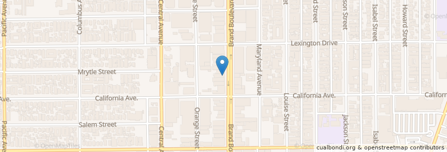 Mapa de ubicacion de Damon's Steak House en Vereinigte Staaten Von Amerika, Kalifornien, Los Angeles County, Glendale.