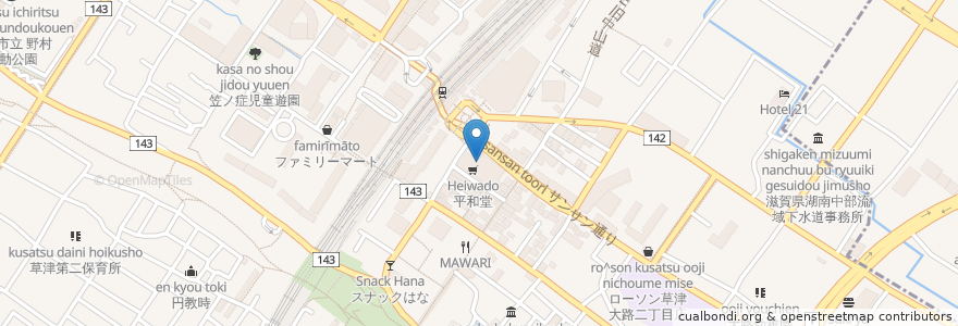 Mapa de ubicacion de アルテカフェ en Jepun, 滋賀県, 草津市.