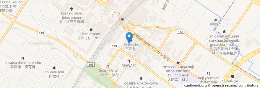 Mapa de ubicacion de 二宮歯科医院 en Japan, Präfektur Shiga, 草津市.