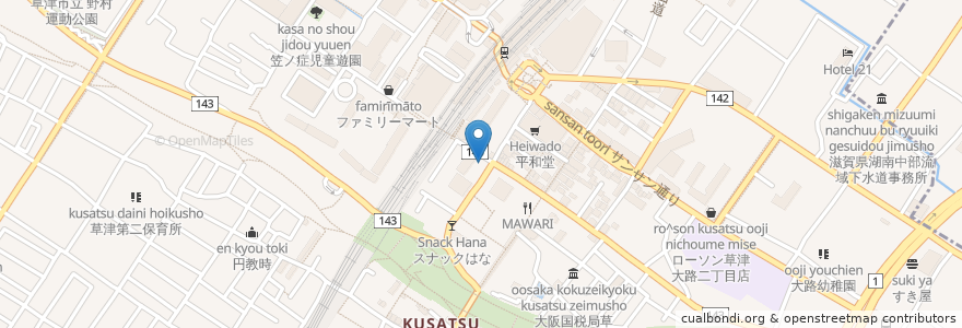 Mapa de ubicacion de 草津個室居酒屋 藩 en Japonya, 滋賀県, 草津市.