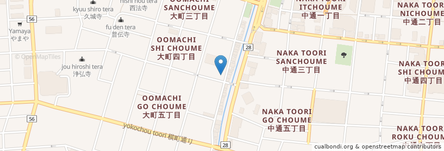 Mapa de ubicacion de 鶏焼肉28 en 日本, 秋田県, 秋田市.