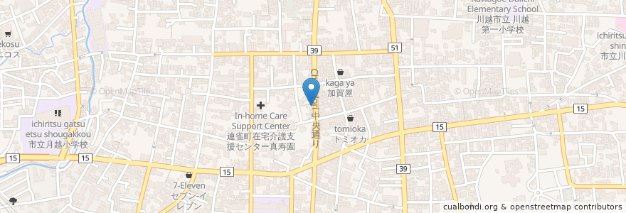 Mapa de ubicacion de こひやラーメン en 日本, 埼玉県, 川越市.