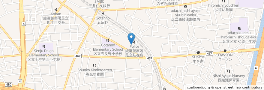 Mapa de ubicacion de 西之宮稲荷神社 en Japan, Tokyo, Adachi.