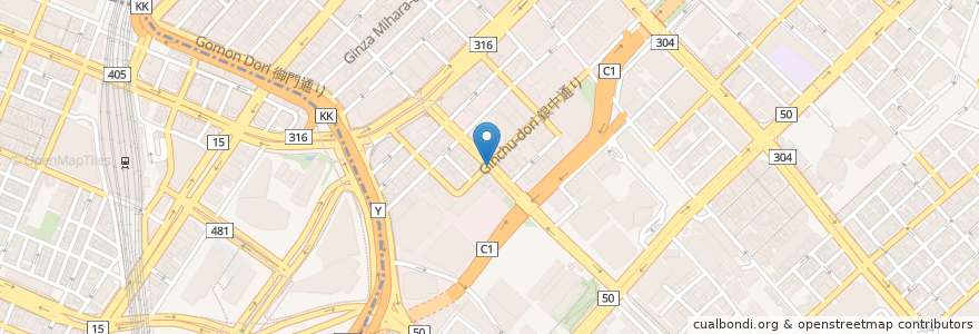 Mapa de ubicacion de 中央区営銀座地下駐車場 en Jepun, 東京都.