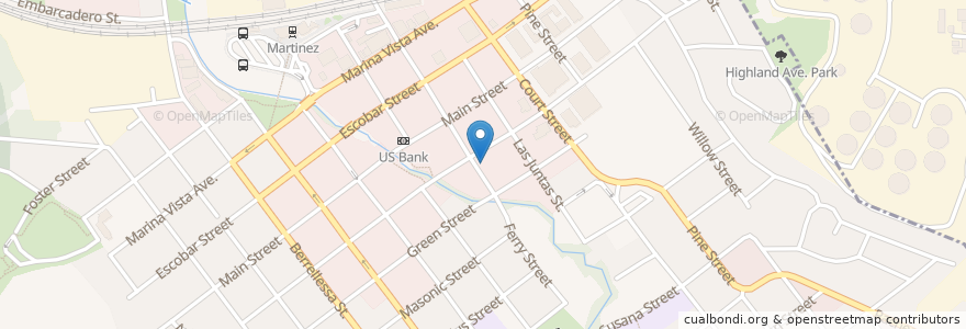Mapa de ubicacion de Copper Skillet Courtyard en 미국, 캘리포니아주, Contra Costa County, Martinez.
