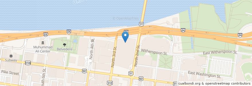 Mapa de ubicacion de Miller Light Terrace Club Lounge en United States, Kentucky, Jefferson County, Louisville.