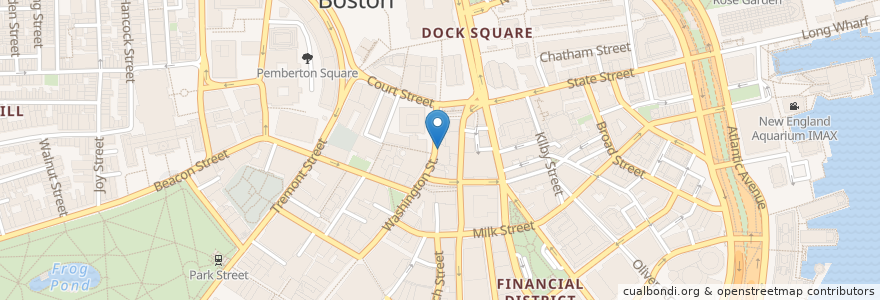 Mapa de ubicacion de Starbucks en Verenigde Staten, Massachusetts, Suffolk County, Boston.